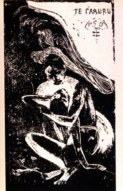 Paul Gauguin "" Te Faruru""" (he rakastelevat). Paul Gauguinin (1848 - 1903) Tahitin ajan ksylografia. 1891-1897. tekijältä Paul Gauguin