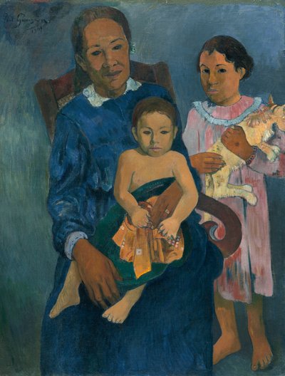 Polynesialainen nainen lasten kanssa tekijältä Paul Gauguin