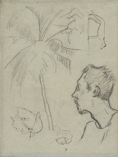 Charles Lavalin profiili palmuilla ja muilla luonnoksilla tekijältä Paul Gauguin