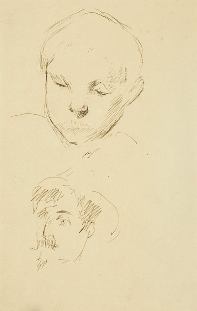 Pojan profiili ja omakuva [recto] tekijältä Paul Gauguin