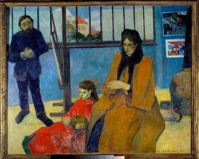 Schuffeneckerin työpaja tai Schuffeneckerin perhe. Muotokuva Emile Scuffeneckeristä (1851-1934), hänen vaimostaan Louise Lanconista ja heidän lapsistaan Jeannesta ja Paulista. Paul Gauguinin maalaus (1848-1903) tekijältä Paul Gauguin