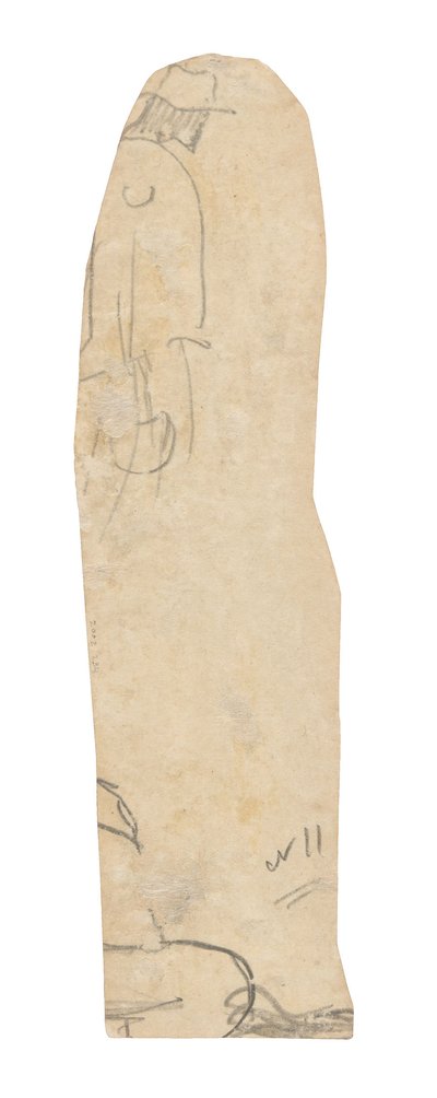 Luonnos hattupäisestä miehestä ja katkelma naisen olkapäästä tekijältä Paul Gauguin