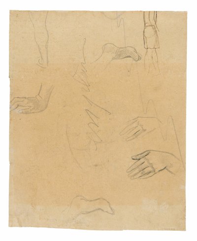 Luonnokset hahmoista, käsistä ja jaloista (liittyy maalaukseen Aha oe feii? [Mitä! Oletko kateellinen?]) tekijältä Paul Gauguin