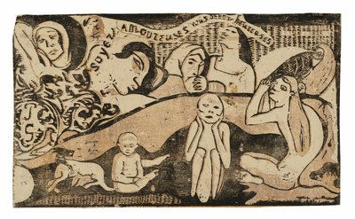 Rakasta ja tulet olemaan onnellinen, sarjasta Late Wood-Block Prints tekijältä Paul Gauguin