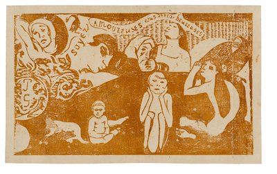 Rakasta ja tulet olemaan onnellinen Late Wood-Block Prints -sarjasta tekijältä Paul Gauguin