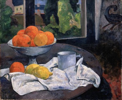 Asetelma hedelmä- ja sitruunakulhoineen, n. 1889-1890 (öljy kankaalle) tekijältä Paul Gauguin