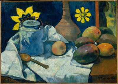 Asetelma, jossa on teekannu ja hedelmiä tekijältä Paul Gauguin