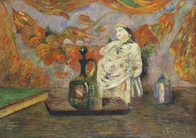 Asetelma keraamisen hahmon kanssa tekijältä Paul Gauguin