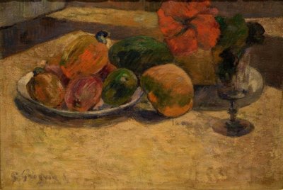 Stillleben mit Mango und Hibiskus tekijältä Paul Gauguin