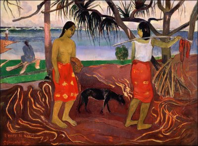 Tahiti: I Raro Te Oviri (Pandanuksen alla), Paul Gauguin (1891). tekijältä Paul Gauguin