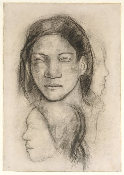 Tahitilaisia kasvoja (edestä ja sivulta) tekijältä Paul Gauguin