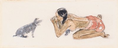 Tahitian Woman with Pig tekijältä Paul Gauguin