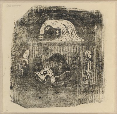 Te Atua (The Gods) Small Plate [verso]finlandès tekijältä Paul Gauguin