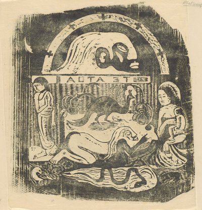 Te Atua The Gods Small Plate [recto], vuonna 1895 tai sen jälkeen. tekijältä Paul Gauguin