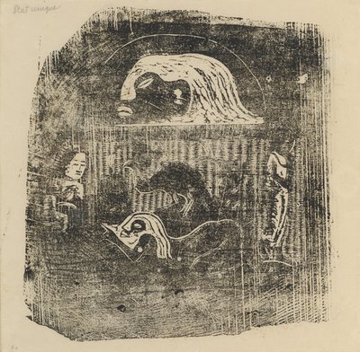 Te Atua The Gods Small Plate [verso], vuonna 1895 tai sen jälkeen. tekijältä Paul Gauguin