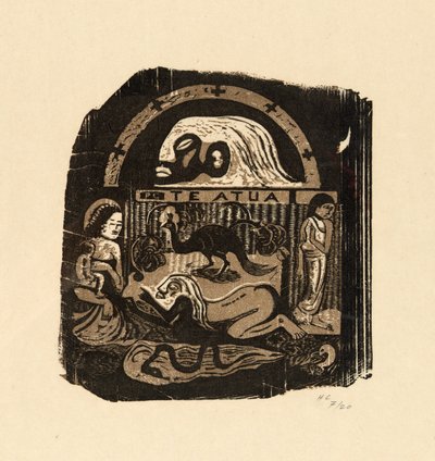 Te atua (Jumala), sarjasta Late Wood-Block Prints tekijältä Paul Gauguin