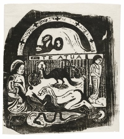 Te atua (Jumala), sarjasta Late Wood-Block Prints tekijältä Paul Gauguin