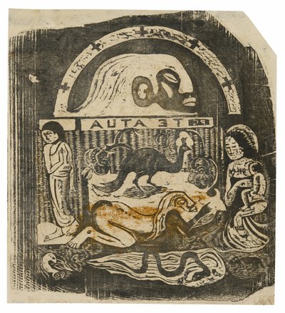 Te atua (Jumala), sarjasta Late Wood-Block Prints tekijältä Paul Gauguin