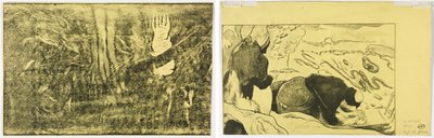 Paholainen puhuu (Mahna No Varua Ino) (recto); Naiset pesevät vaatteita (käänteinen) tekijältä Paul Gauguin