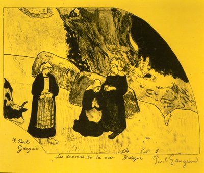 Meren draama, Bretagne, Volpini-sarjasta: Dessins lithographiques, 1889, 1889. tekijältä Paul Gauguin