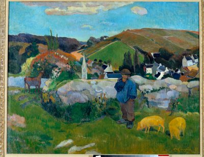 The Pork Guardian Bretagnessa vuonna 1888 - Paul Gauguinin (1848-1903) maalaus tekijältä Paul Gauguin