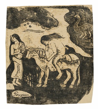 The Rape of Europa, myöhäisten puupiirrosten sarjasta tekijältä Paul Gauguin