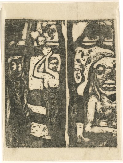Nainen poimimassa hedelmiä ja villiä tekijältä Paul Gauguin