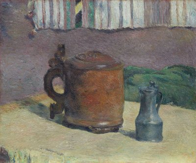 Puusäiliö ja metallikannu tekijältä Paul Gauguin