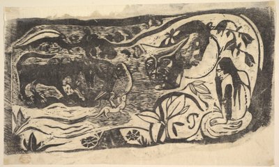 Puupiirros sarvipäällä, 1898-99. tekijältä Paul Gauguin