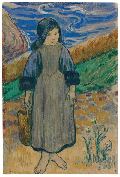 Nuori bretonilainen tyttö meren rannalla; Nuori bretonilainen tyttö meren rannalla, 1889 tekijältä Paul Gauguin