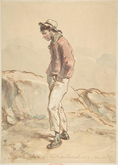 Merimies seisoo rannalla, 1859-60. tekijältä Paul Gavarni