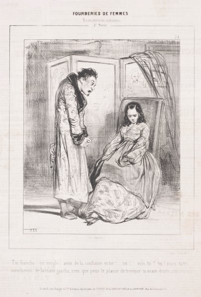 Naisten petokset: Tunteellisissa asioissa, 1842. tekijältä Paul Gavarni