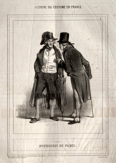 Pukuhistoria Ranskassa: Bourgeois of Paris, 1843. tekijältä Paul Gavarni