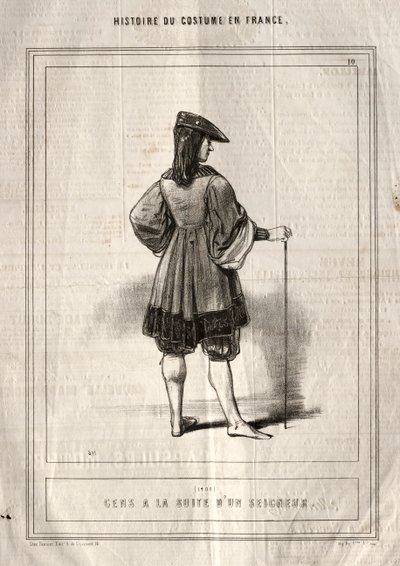 Pukuhistoria Ranskassa: Ihmiset seuraavat Herraa, 1843. tekijältä Paul Gavarni
