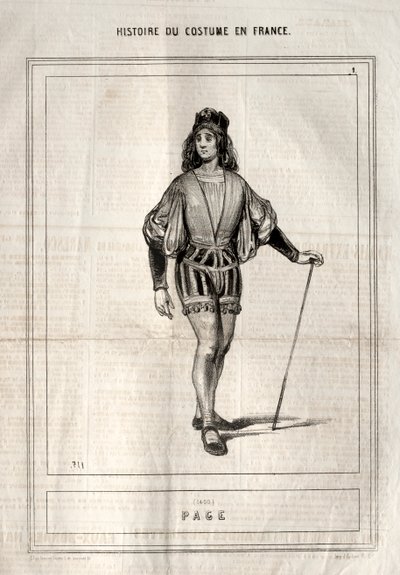 Pukuhistoria Ranskassa: sivu, 1843. tekijältä Paul Gavarni