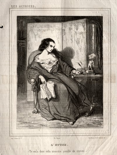 Näyttelijät: The Study, 1843. tekijältä Paul Gavarni