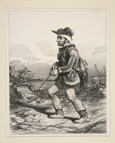Mr. Gontard, / (Clos-Gorjusta), / isoomistaja, äänioikeutettu, / metsästämässä l tekijältä Paul Gavarni