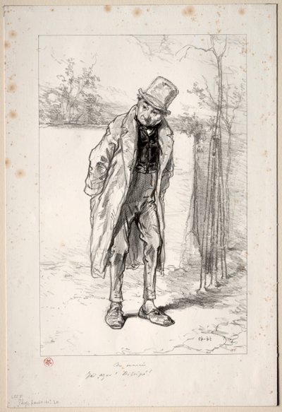 Physionomies Parisiennes: Au Marais. Täällä, Azor! täällä!, 1857-58. tekijältä Paul Gavarni