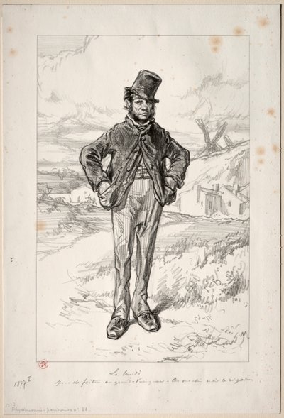 Physionomies Parisiennes: maanantai, 1857-58. tekijältä Paul Gavarni