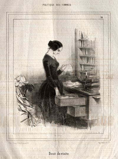 Naispolitiikka: tapaamisoikeus, 1843. tekijältä Paul Gavarni