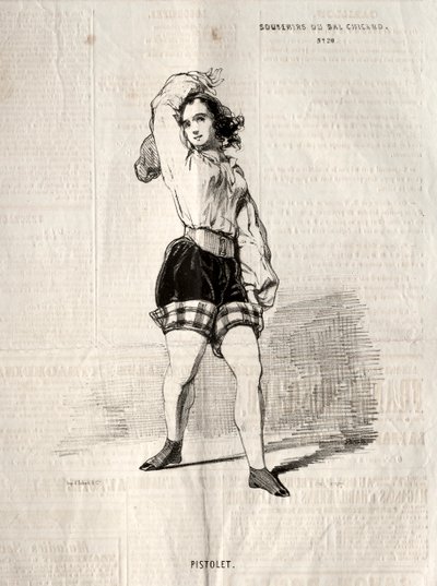 Muistoja Bal Chicardista: pistooli, 1843. tekijältä Paul Gavarni