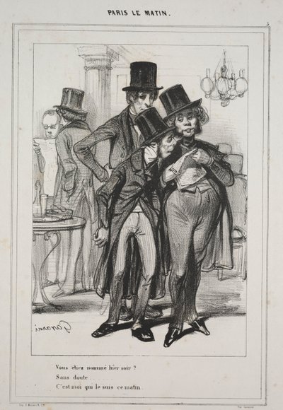 Sinut nimettiin viime yönä... sarjasta Paris Le Matin, 1839. tekijältä Paul Gavarni