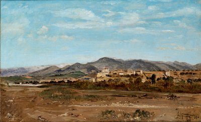 Laurisin kylä Vauclusessa Durance-joen rannalla, 1868 tekijältä Paul Guigou