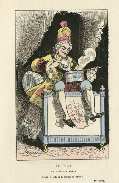 Kuva Hadolista (1835-1875) Histoire de France tintamarresquessa, n. 1880 - Vanha hallinto - Du Barry Jeanne, Louis XV tekijältä Paul Hadol
