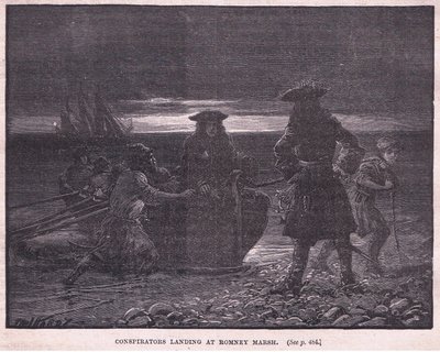 Salaliittolaisten laskeutuminen Romney Marshiin AD 1696 tekijältä Paul Hardy