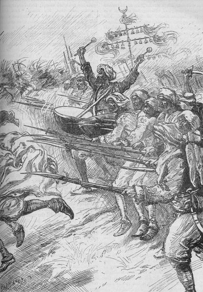 Janissarit ryntäsivät hyökkäykseen täydellä nopeudella ja kiinteillä bajoneteilla, 1902 tekijältä Paul Hardy