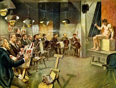 Taideopiskelijoita, n.1930 (kuvitus) tekijältä Paul Heydel