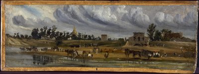 Seinen rannat Barrière de la Cunetten luona Champ-de-Marsin lähellä (1820), 1820 (maalaus). tekijältä Paul Huet
