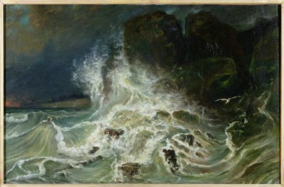 Breakers off Granville Pointin kanaalissa, 1853 tekijältä Paul Huet