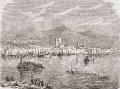 Montreal 1860-luvulla, kaiverrus Auguste Trichon (s.1814) tekijältä Paul Huet